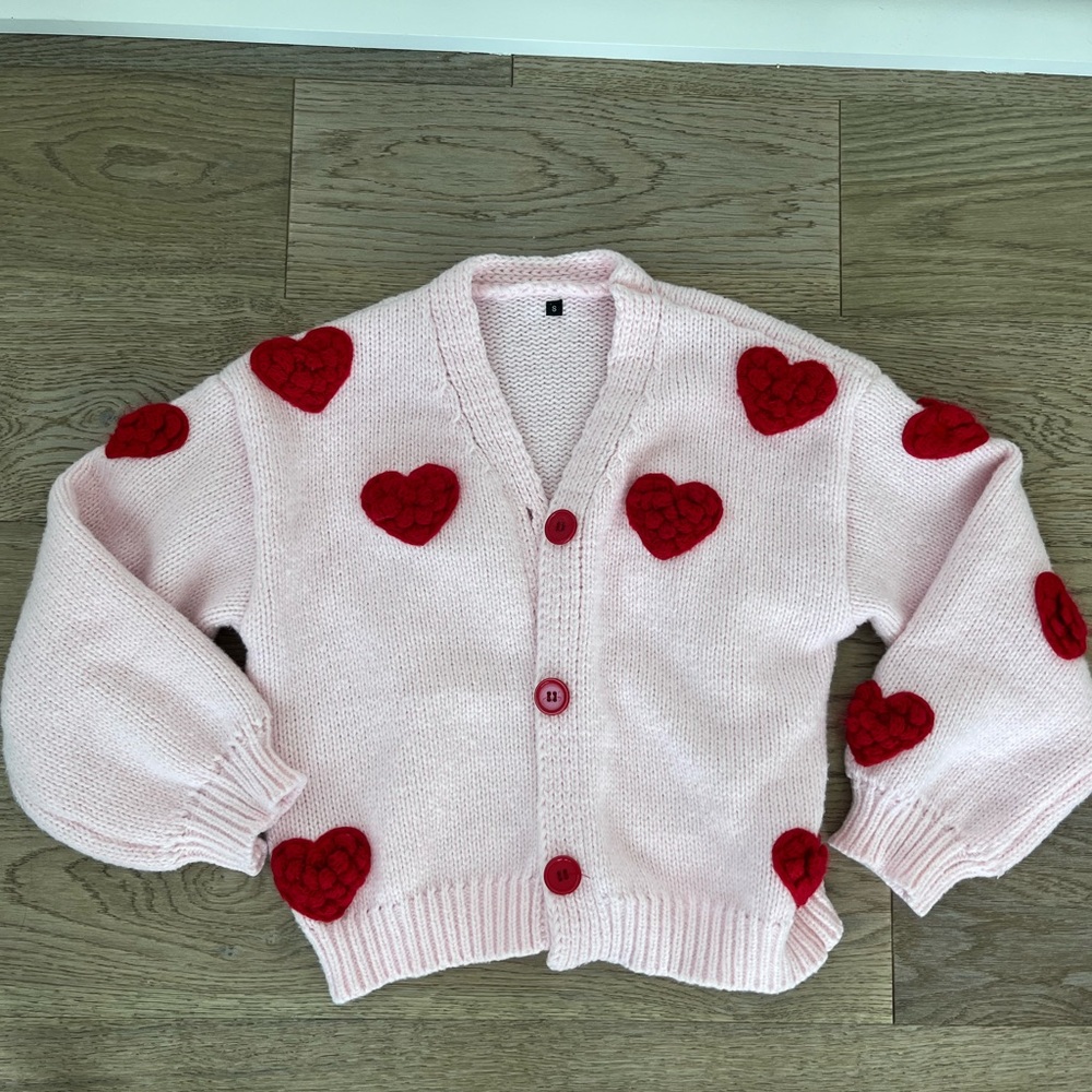 Pink Cardigan with Hearts